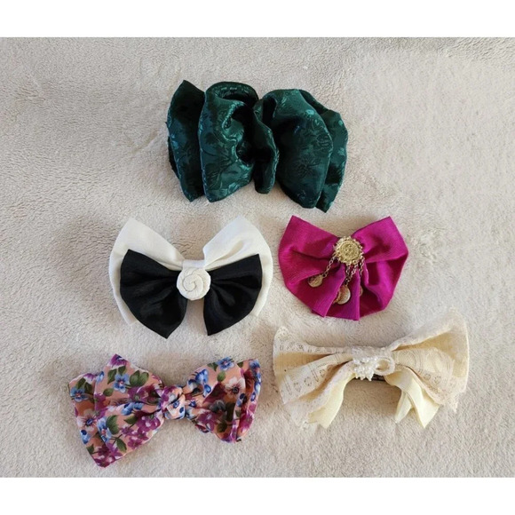 1990s Vintage Womens Hair Barettes Bows Lot of 5 - Picture 1 of 9